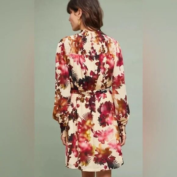 Anthropologie NWT Vineet Bahl Watercolor Hibiscus Multi Color Dress - S - Picture 3 of 13